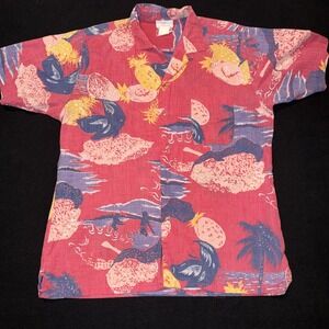 REPAGE-Vintage Floral Pineapple And Palm Trees Mens Size Large